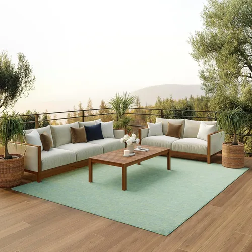 Nourison Positano - Alfombra de 8 x 10 pies, azul y verde, para interiores y exteriores, fácil de limpiar, no desprende (8 x 10 pies)
