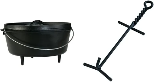 Miniatura 20 de Lodge Horno holandés de hierro fundido pre-sazonado de 8 cuartos de galón con tapa, asas duales, uso en el horno, en la estufa, en la parrilla