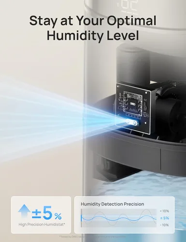 Miniatura 4 de DREO Humidificador inteligente de 16 L para habitación grande, 1000 pies cuadrados, humidificadores de aire de niebla fría de 130 horas para Gris