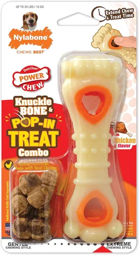 Miniatura 13 de Nylabone Hueso de Nuca Bone Pop-In Juguetes de Golosinas Poderosas para Perros, Juguetes Interactivos Dispensadores de Golosinas y Enriquecimiento