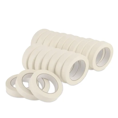 Lichamp Cinta adhesiva de 1 pulgada, paquete de 20 cintas adhesivas de uso general beige y blanco, 1 pulgada x 55 yardas x 20 rollos (1100 yardas en