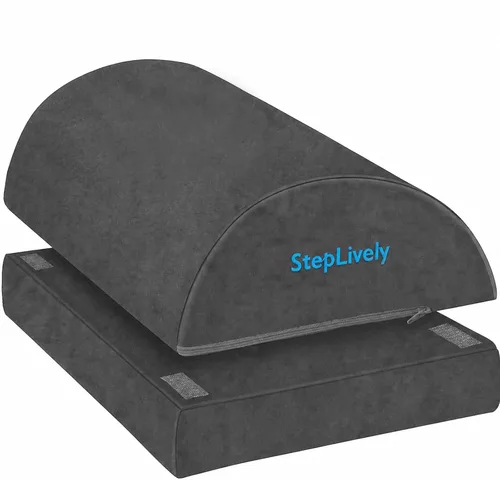 Miniatura 10 de StepLively Reposapiés para debajo del escritorio en el trabajo, cómodo taburete con 2 alturas ajustables, reposapiés con cubierta lavable, para Gris