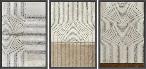 Miniatura 143 de SIGNWIN Lienzo enmarcado para pared, arte con pinceladas de flujo neutro en tonos beige abstractos, ilustraciones, arte moderno, decorativo