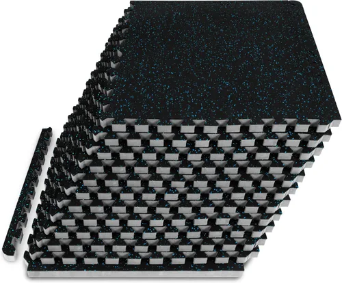 ProsourceFit Alfombra de Ejercicio tipo Rompecabezas con Superficie de Goma de 3/4 pulgadas, 48 PIES², 12 Baldosas, Baldosas Entrelazadas de Espuma