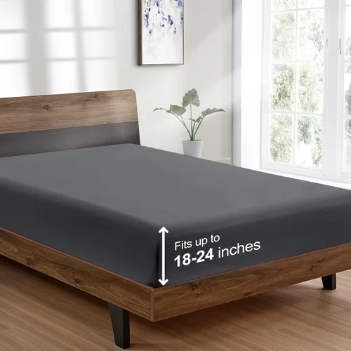 Miniatura 51 de FreshCulture Sábana Bajera Ajustable Tamaño King Solamente - Sábana Bajera de Calidad Hotelera Tamaño King - Ultra Suave y Transpirable - Microfibra