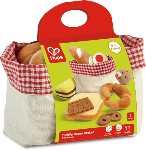 Miniatura 2 de Hape Cesta de pan para niños pequeños Juego de comida suave para niños, cesta de pan de juguete incluye tostadas, galletas de mermelada, pasteles
