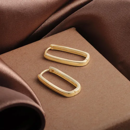 Miniatura 5 de Sterling Silver Rectangle Hoop Earrings for Women Silver Geometric Rectangle Hypoallergenic Earrings Square Hoops Earring