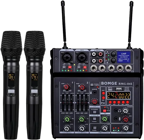 Miniatura 10 de BOMGE Mezclador de audio 04M, consola de mezcla de tablero de sonido con 4 canales USB digital Bluetooth 24 efectos de sonido, entrada 48V Phantom