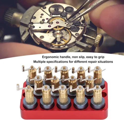 Miniatura 4 de FTVOGUE 14PCS Reloj Mainspring Winder Aleación de Aluminio Reloj Herramienta de Mantenimiento de Primavera Principal con Base para Relojero