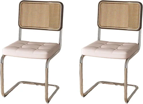 Miniatura 14 de Sillas de comedor de ratán, sillas de cocina, sillas de comedor modernas con madera maciza para cocina, sala de estar, silla de mediados de siglo