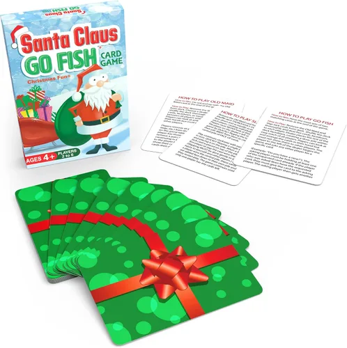 Miniatura 2 de Santa Claus Go Fish - Un juego de Navidad familiar para niños a partir de 4 años Go Fish, Old Maid y Slap Jack en una baraja