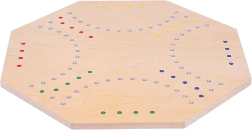 Miniatura 6 de Marble Chase (Cards N' Marbles) Juego de madera – Tablero de doble cara de 23 pulgadas de ancho – Incluye cartas y canicas