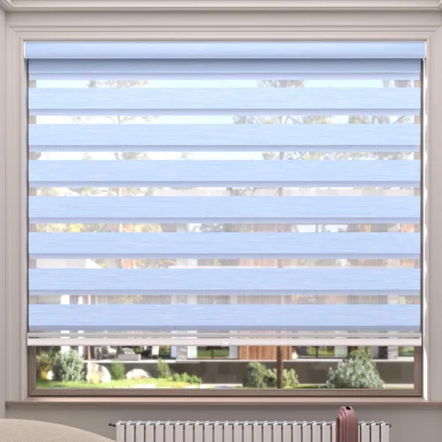 Miniatura 21 de MYshade Persianas enrollables de cebra opacas (85 %) con cordón para ventanas interiores, persianas de doble capa beige para dormitorio, baño, sala