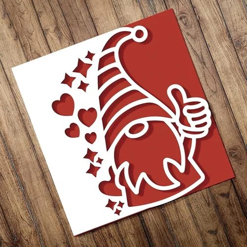 Troqueles de metal con marco de gnomo de corazón, diseño de gnomo de Navidad de Santa en el borde, plantillas cortadas para manualidades, álbumes de