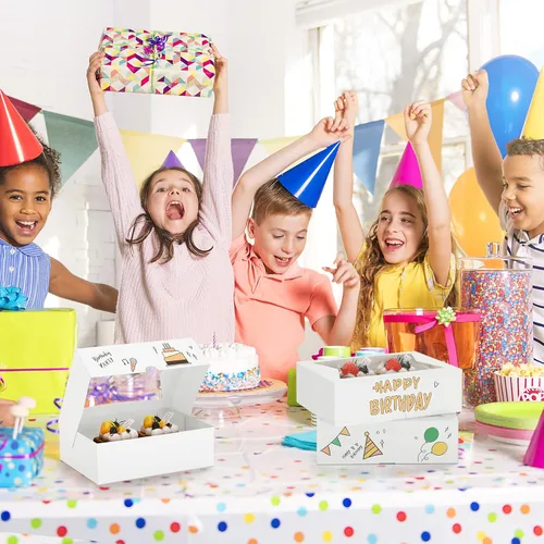 Miniatura 6 de Eupako Cajas de galletas con ventana de 8 x 6 x 2.5 pulgadas, 24 piezas Cajas de golosinas blancas con apertura automática para panadería, donas