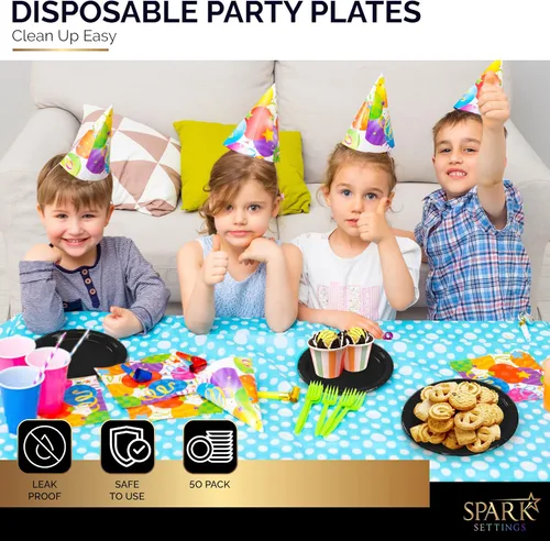 Miniatura 6 de Amcrate Platos de papel desechables negros, platos de postre de papel de 7 pulgadas, plato desechable fuerte y resistente para fiestas, cenas