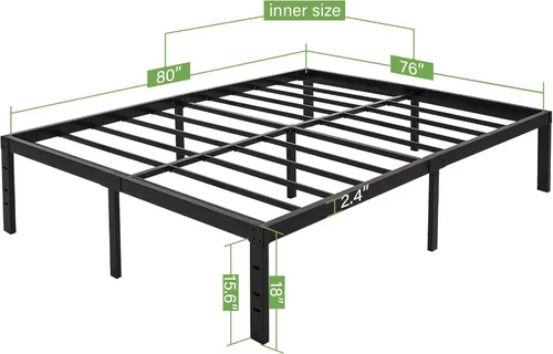Miniatura 3 de 45MinST Marco de cama de almacenamiento máximo de 18 pulgadas, plataforma reforzada, 3500 libras, resistente, fácil montaje, base de colchón