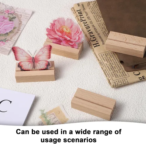 Miniatura 4 de 6 soportes de madera para números de mesa de 2.17 pulgadas, soportes de madera para tarjetas de lugar, soporte para tarjetas de imagen y nombre