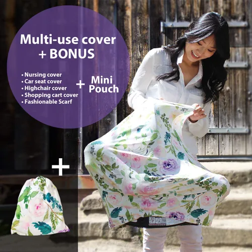 Miniatura 8 de Pobi Baby Premium - Funda multiusos para lactancia, asiento de automóvil, carrito de compras, silla alta y funda de lactancia, bufanda floral