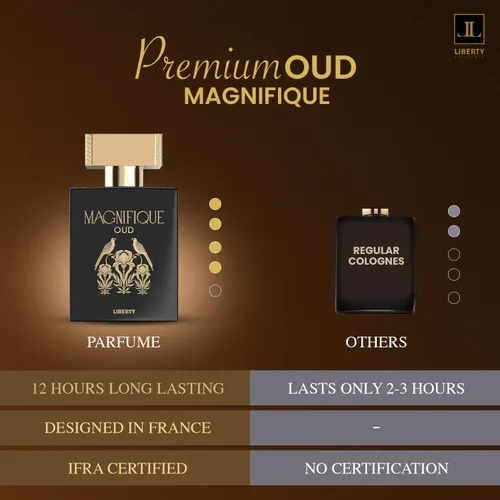 Miniatura 9 de Liberty Oud Eau de Parfum para hombre, 3.4 onzas, edición de aniversario Magnifique, perfume de lujo Oud, regalo premium para hombres, frescura