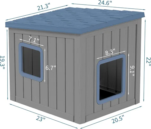 Miniatura 6 de NUNU LAB Caja de arena para gatos, casa para gatos al aire libre, resistente a la intemperie y a los rayos UV, refugio de material PP con techo