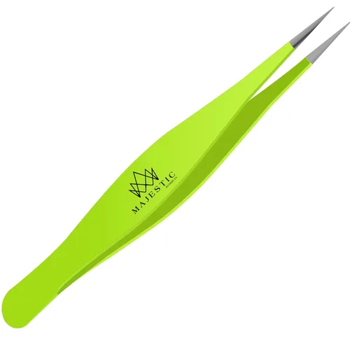 Miniatura 13 de Majestic Bombay Pinzas de punta fina para mujeres y hombres – Garrapatas astilladas, depilación facial, cejas y encarnados – afiladas, nariz