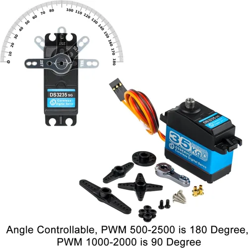 Miniatura 2 de 2PCS DS3235 High Torque 35kg Digital Servo Coreless Motor Waterproof Full Metal Gear Steering Servo with 25T Metal Arm for Robot RC Car (180°)