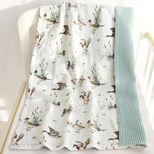 Miniatura 11 de LifeTree Mantas de Gofre para Bebé, Mantas Envolventes de Muselina para Niños y Niñas, Manta de Recepción Neutra de Doble Cara con Frente
