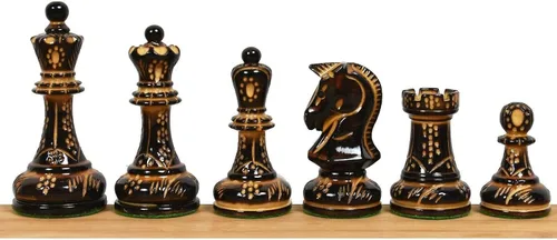 Miniatura 2 de Juego de ajedrez Dubrovnik de los años 70, solo piezas de ajedrez, madera de ébano con doble peso, tamaño King de 3.8 pulgadas