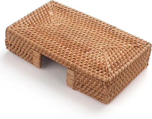 Miniatura 4 de Servilletero de ratán rectangular tejido plano servilleta bandeja para mesas 9.5" x 5.5" x 2" (rectángulo)