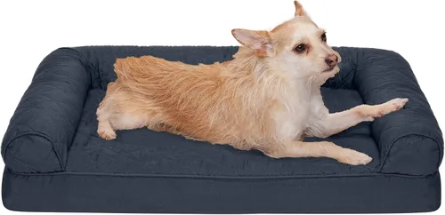 Miniatura 34 de Furhaven Cama ortopédica de espuma para perros, de pelo sintético y terciopelo, con diseño de caja de huevos, color salvia oscura, talla M Dark Sage
