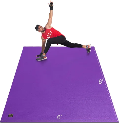Miniatura 15 de GXMMAT Large Exercise Mat 6'x4'/6'x5'/6'x6'(7mm), Thick Workout Mats for Home Gym Flooring, Extra Wide Non-Slip Durable Cardio Mat, Shoe Friendly
