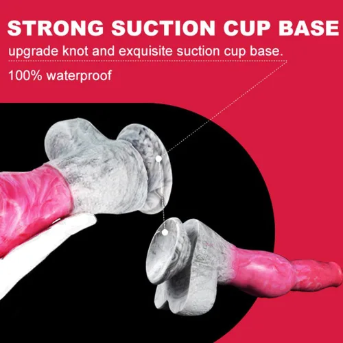 Miniatura 6 de Consolador de silicona artificial de gran tamaño para perro, lobo de silicona, nudo grande, multicolor (rosa+gris)