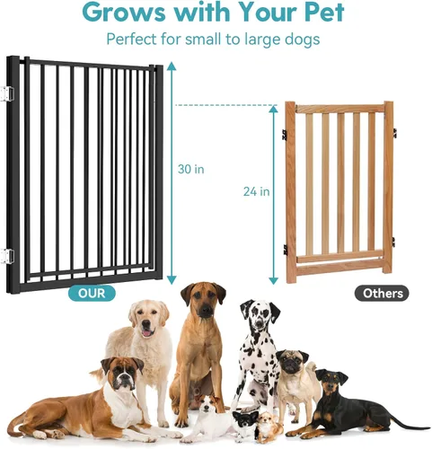 Miniatura 5 de No Pawblems - Puerta independiente para perros, valla plegable de 30 pulgadas de alto para interiores, extensión de puerta extra ancha para Blanco