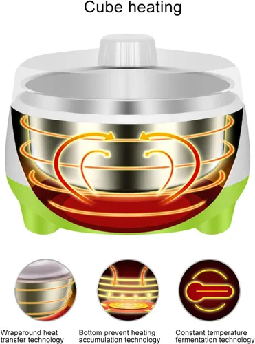 Miniatura 4 de Cryfokt Máquina para hacer yogurt, ahorro de energía, máquina para hacer yogurt, contenedor de acero inoxidable, compacto para cocina
