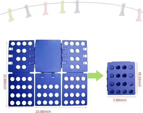 Miniatura 6 de GYE Tabla Plegable para Camisetas Carpeta de Ropa Organizador de Lavandería Herramienta Duradera de Plástico Tabla Plegable Fácil y Rápida para Azul