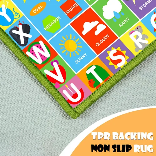 Miniatura 8 de Alfombra del alfabeto para niños, alfombra suave ABC para niños con parte trasera antideslizante, alfombra educativa para sala de juegos para niños