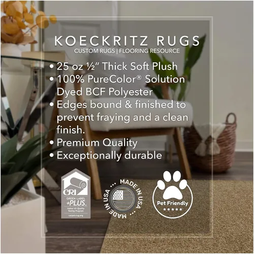 Miniatura 8 de KOECKRITZ Alfombra suave y acogedora para interiores, tamaño personalizado, cortada a pedido, alfombra hecha a medida con bordes encuadernados