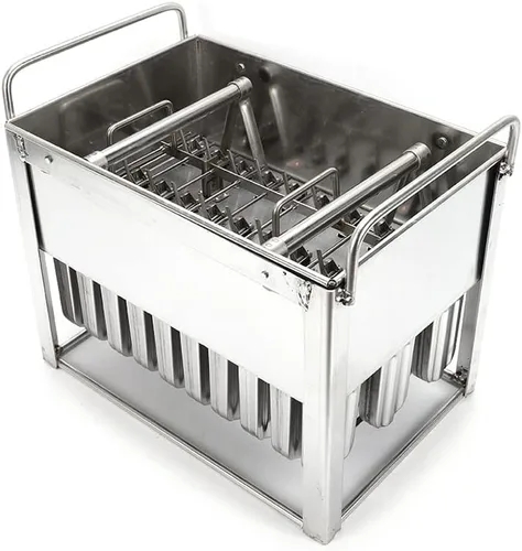 Miniatura 10 de 30 moldes de acero inoxidable para helados congelados, bandeja para congelador, soporte para palitos de helado comercial, plateado (tipo 1)