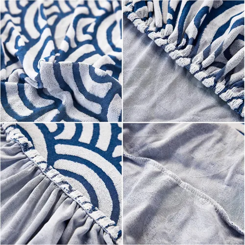 Miniatura 5 de JOKIVTOU Fundas para sofá modular, fundas de sofá con textura ondulada en forma de L, fundas de sofá reclinable, fundas elásticas para sofá Azul