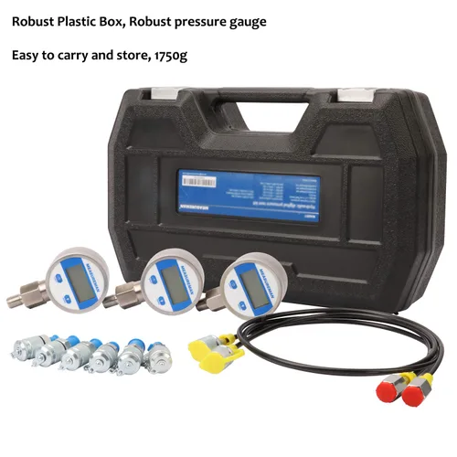 Miniatura 4 de Kit de prueba de presión hidráulica digital portátil MEASUREMAN para excavadora, incluye 6 acoplamientos de prueba, 3 medidores de presión digital