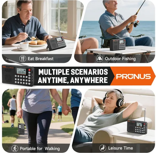 Miniatura 7 de PRUNUS J168 AM FM Radio Altavoz Bluetooth, preestablecido, excelente recepción, reproducción de tarjeta TF, temporizador de sueño, carga USB C