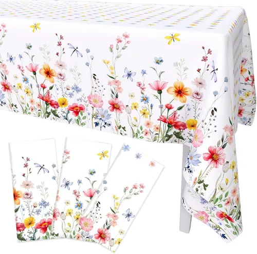 Miniatura 7 de AIBIIN 3 manteles temáticos de playa de verano, decoración de fiesta de piscina con olas del océano, mantel de plástico con estampado de agua