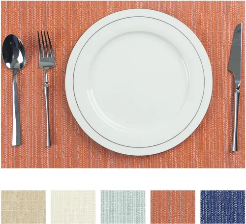 Miniatura 12 de AHHFSMEI Manteles individuales para mesa de comedor, juego de 4, manteles individuales de vinilo tejido de plástico, antideslizantes, aislamiento