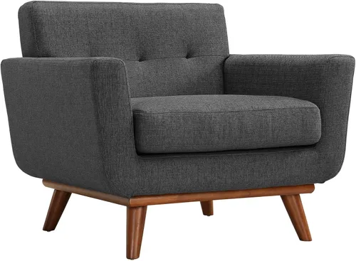 Miniatura 2 de Modway Engage - Sillón de una pieza tapizado con tela y sofá de dos piezas de estilo de mediados de siglo, Tela, Gris