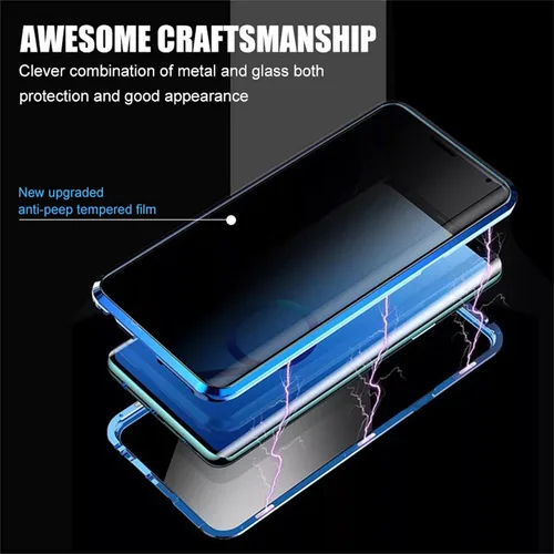 Miniatura 4 de Funda antiespía para Samsung Galaxy S22 Ultra, cubierta magnética de privacidad de doble cara, protector de pantalla de cuerpo completo, rojo