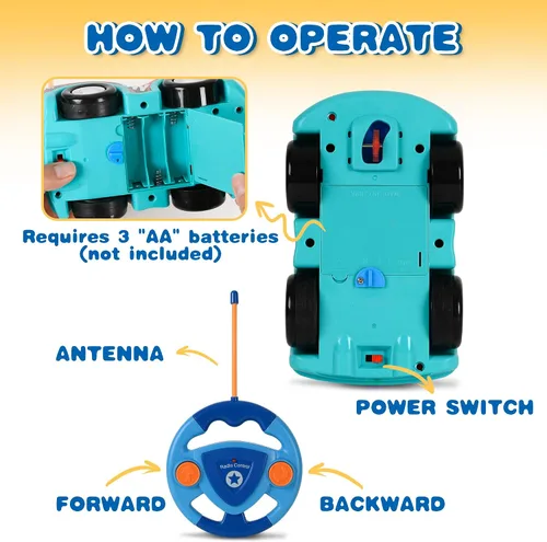 Miniatura 4 de Haktoys Carros de policía y carreras de dibujos animados a control remoto: juguetes RC para niños pequeños niños y niñas - Juego de 2 vehículos