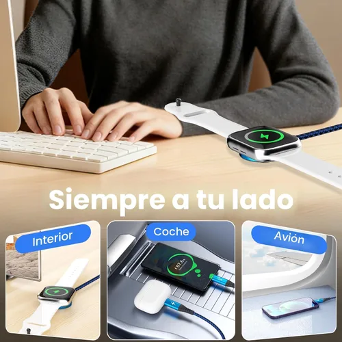 Miniatura 8 de Cable de Carga Múltiple para Cargador de Apple Watch, 4 en 1 Cable Cargador de Teléfono USB A/C con Doble Tipo-C/IP, Cable Magnético iWatch de Nylon