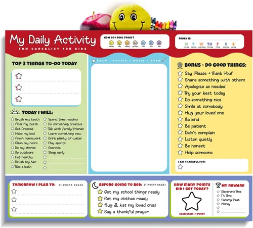 Bloc de notas para planificar, calendario de lista de tareas pendientes – Bloc de 50 arrancables prémium (multicolor)