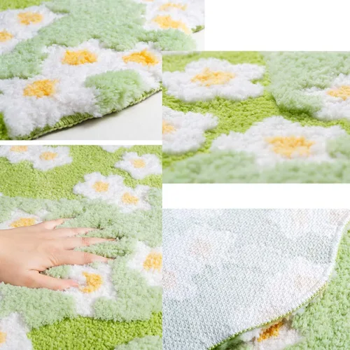 Miniatura 7 de Alfombra de musgo estéreo 3D irregulares con flores naturales, margaritas y musgo, para sala de estar, dormitorio, decoración estética del hogar